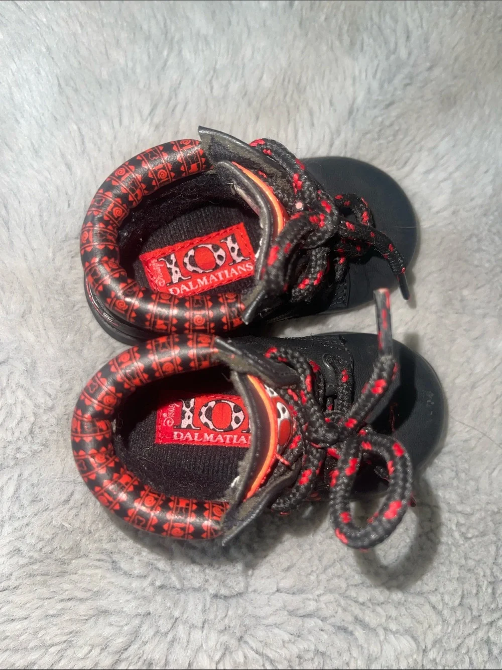 Vintage Disney Black and Red 101 Dalmatian Lace-Up Boots Sz 4W